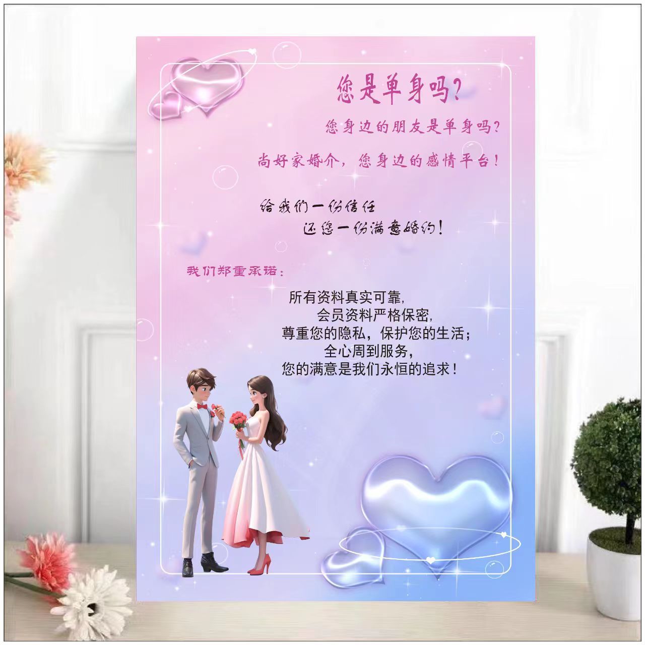 婚姻介绍所婚介所宣传单海报展板墙贴纸红娘海报挂图婚介广告宣传